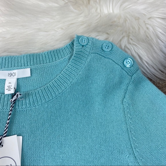 1901 Blue Shoulder Button Wool Blend Cozy Sweater - Picture 3 of 4
